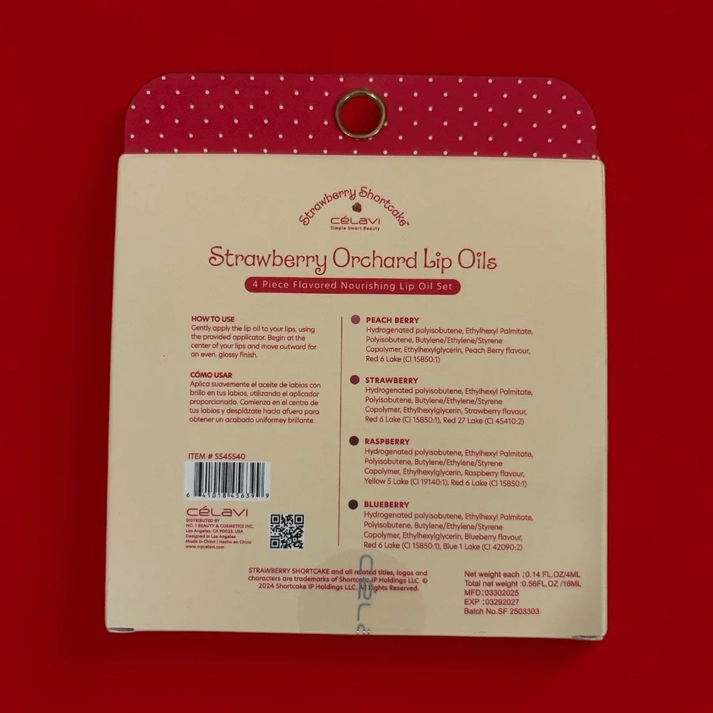 Celavi Strawberry Shortcake Lip Oil Set of 4 NEW! SEALED!